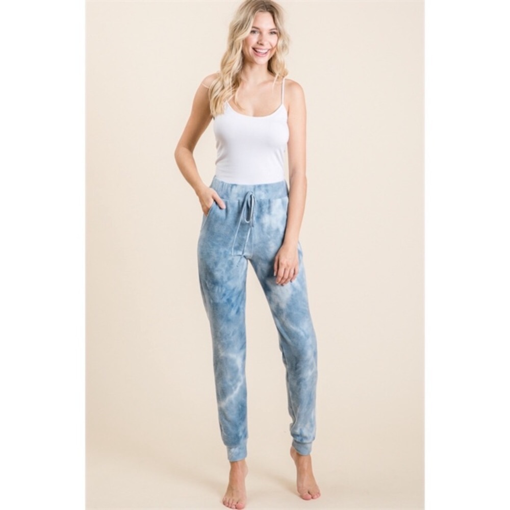NWT Plush Soft Baby Blue Tie Dye Joggers